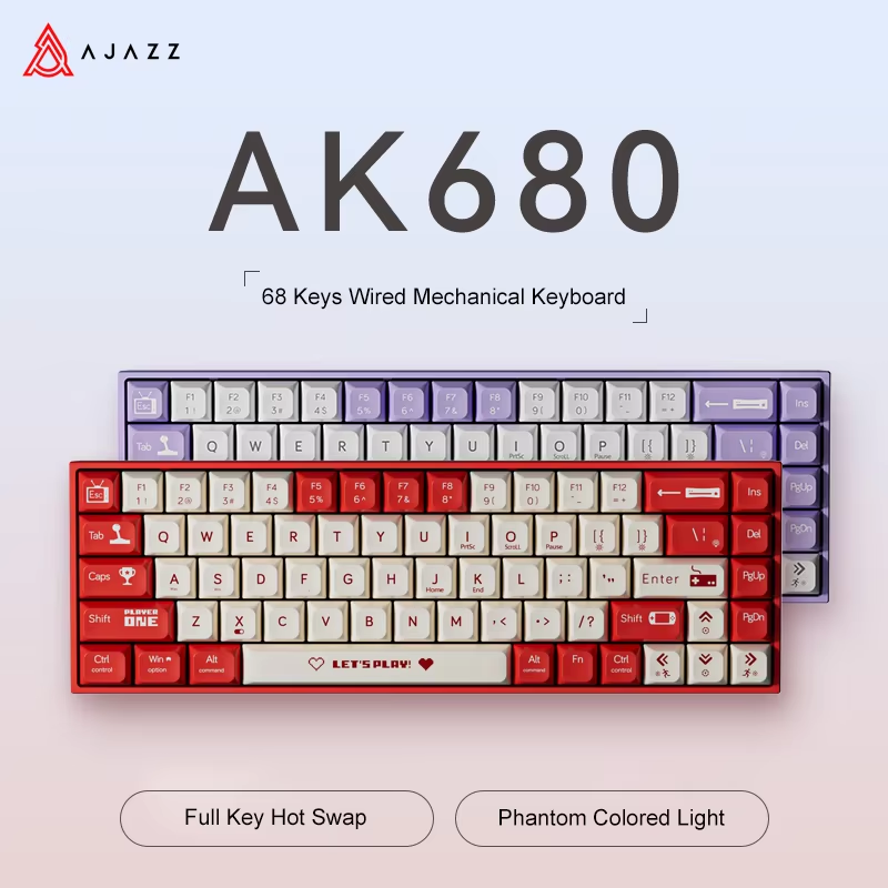 Keyboard Gaming Blue Switch - AJAZZ AK680 65% Keyboard Mekanik Gaming