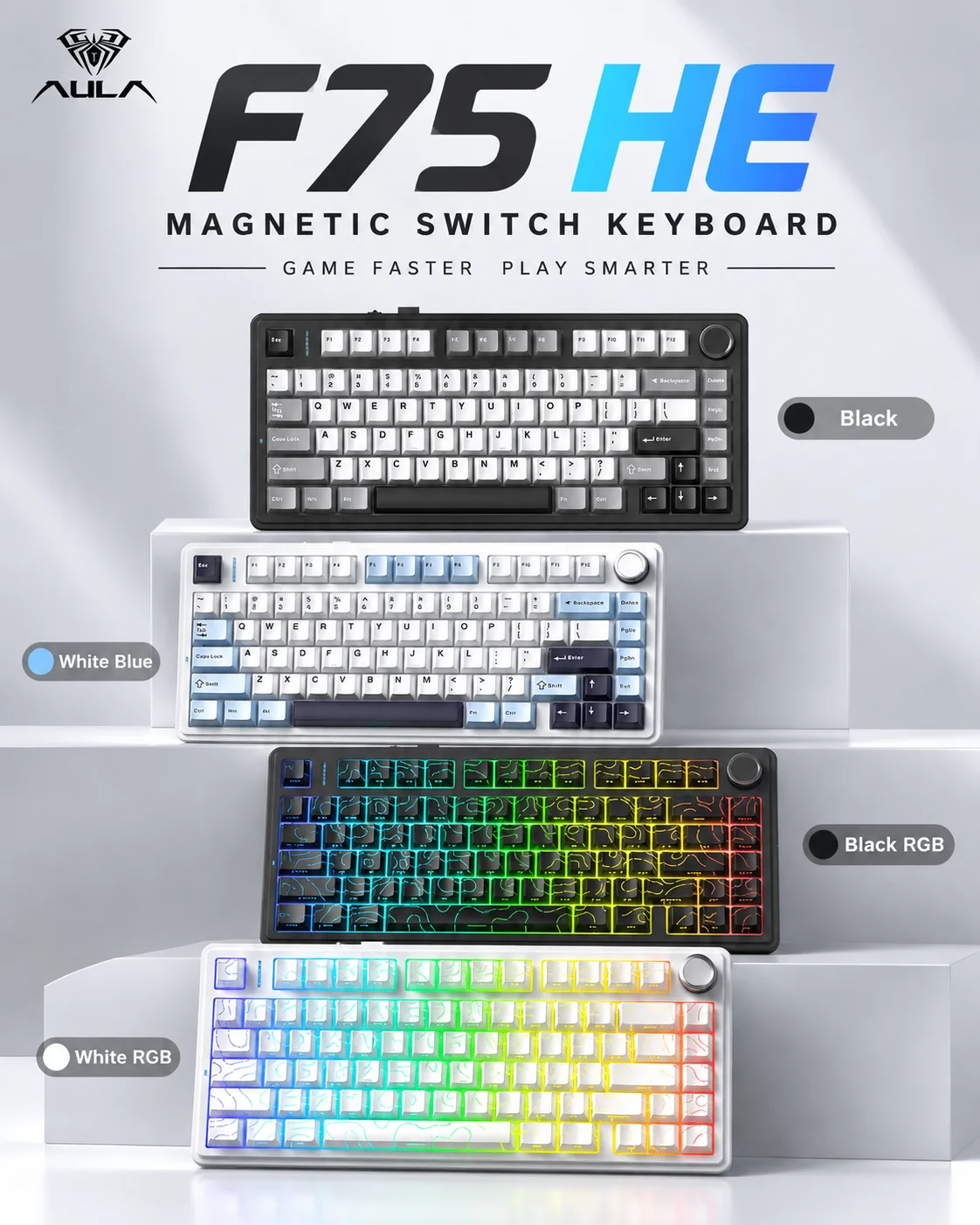 Gaming Keyboard No Rgb - AULA F75 HE Keyboard Mekanik Gaming