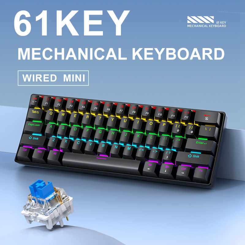 APAYADO K61 Keyboard Gaming Me - Keyboard Gaming Blue Switch ulasan dan harga